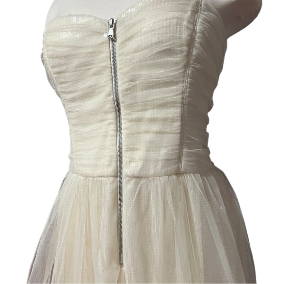 NWT Betsey Johnson Lined Zip Front Ruched Sequin Wedding Formal Prom Dress Sz 14 - Picture 13 of 16